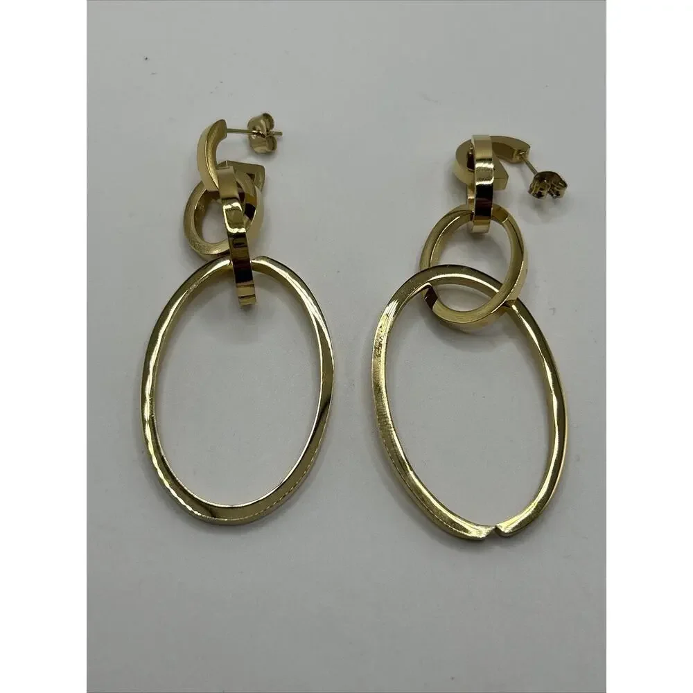 Vita Fede Cassio Earrings Gold Tone Modular Linked Hoops Adjustable‎ NWT